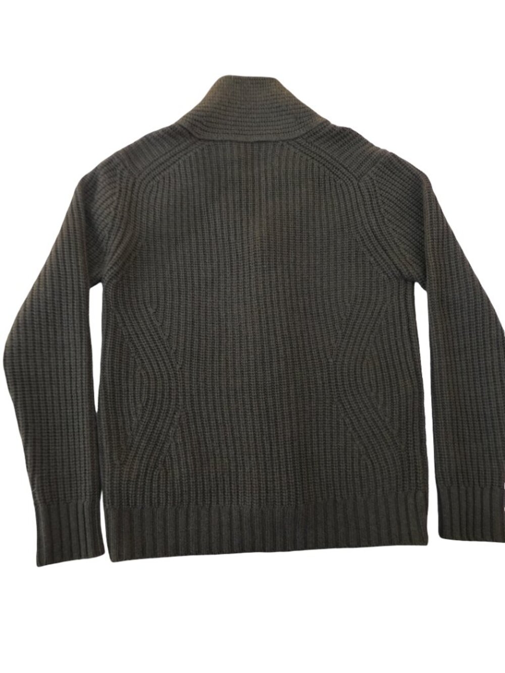Buck Mason Dark Green Herdsman Shawl Cardigan Wool Cashmere 3D Chunky Ribbed M - Picture 4 of 8